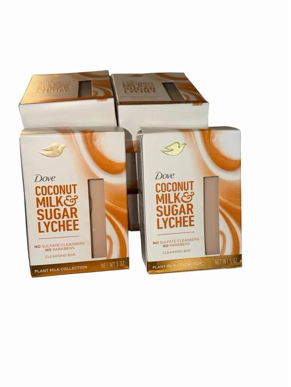 Lot Of 8 Dove Coconut Milk & Sugar Lychee Plant Milk Cleansing Bar Soap 5oz